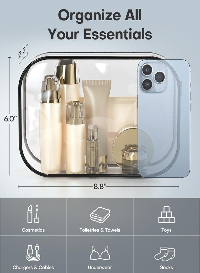 HOTOR Clear Toiletry Bag for Men & Women - TSA Approved Travel Essentials, Waterproof PVC Zippered Makeup Bag for Gym, Airplane & Daily Use, 8.8" x 6.0" x 2.2", 2 Packs - Image 5